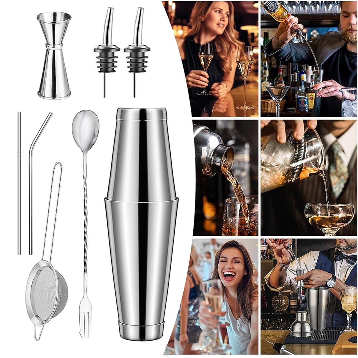 Amazon｜ステンレス製カクテルシェイカーセット 550ml - バーテンダー